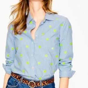 Boden Classic Shirt - 18 US - blue/white stripe with yellow sequins
